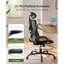 Fauteuil ergonomique de bureau et de jeu avec support lombaire, appui-tête en 2 dimensions, accoudoirs réglables et coussin de siège profilé sur roulettes pour la maison ou le bureau (ensemble de 2)
