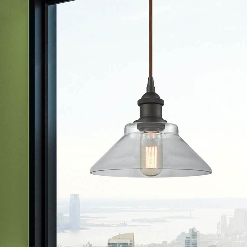 Newton St Loe 1 - Light Single Pendant, Oil Rubbed Bronze, 6 Watt Vinage LED Bulb, Clear