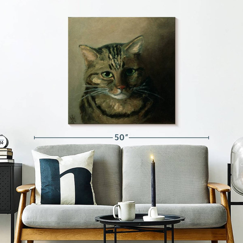 Brampt, étude de tête d'un chat tigré, H 30 po x l 30 po