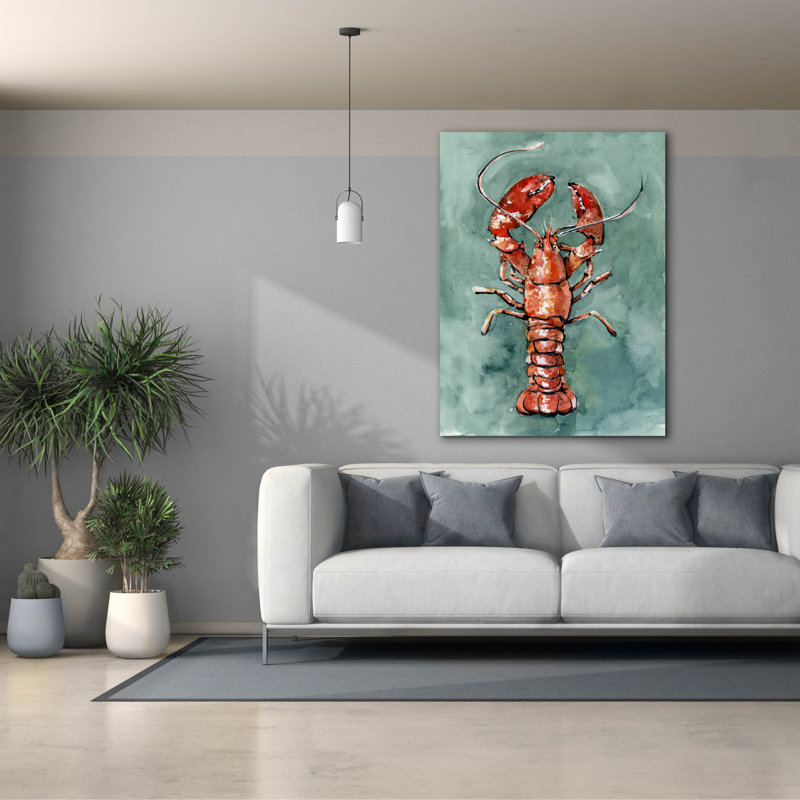  «Aquatic Lobster 2» par Emma Caroline, art mural sur toile, 40 po x 54 po, H 54 po x l 40 po