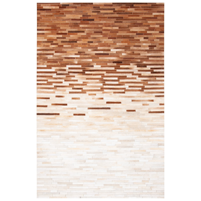 Tapis brun / ivoire en tissu feutré à la main Herrell, Rectangle 4pi x 6 pi