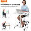 Bureau assis-debout mobile, hauteur réglable par vérin à gaz (71-112 cm), 4 roues pivotantes à 360° (dont 2 verrouillables), chariot pour ordinateur portable, idéal pour la maison, le bureau ou l'école, charge maximale : 18 kg