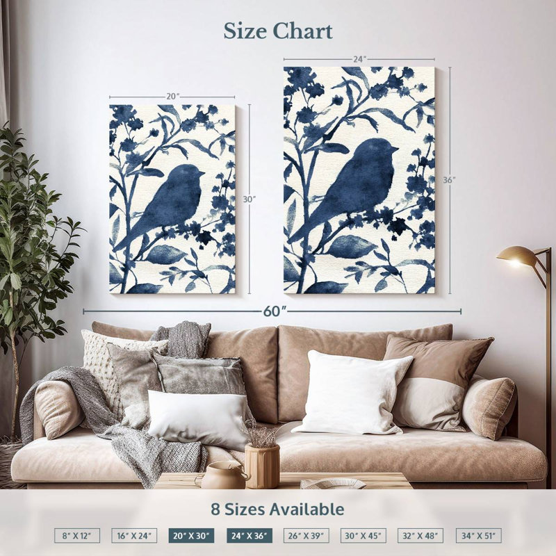 Silhouette d'oiseau bleu Brampt I, H 36 po x l 24 po