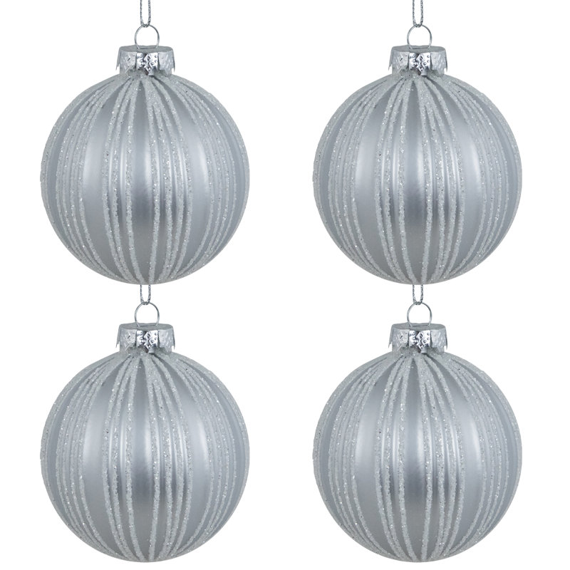 3'' Striped Glass Ball Ornament