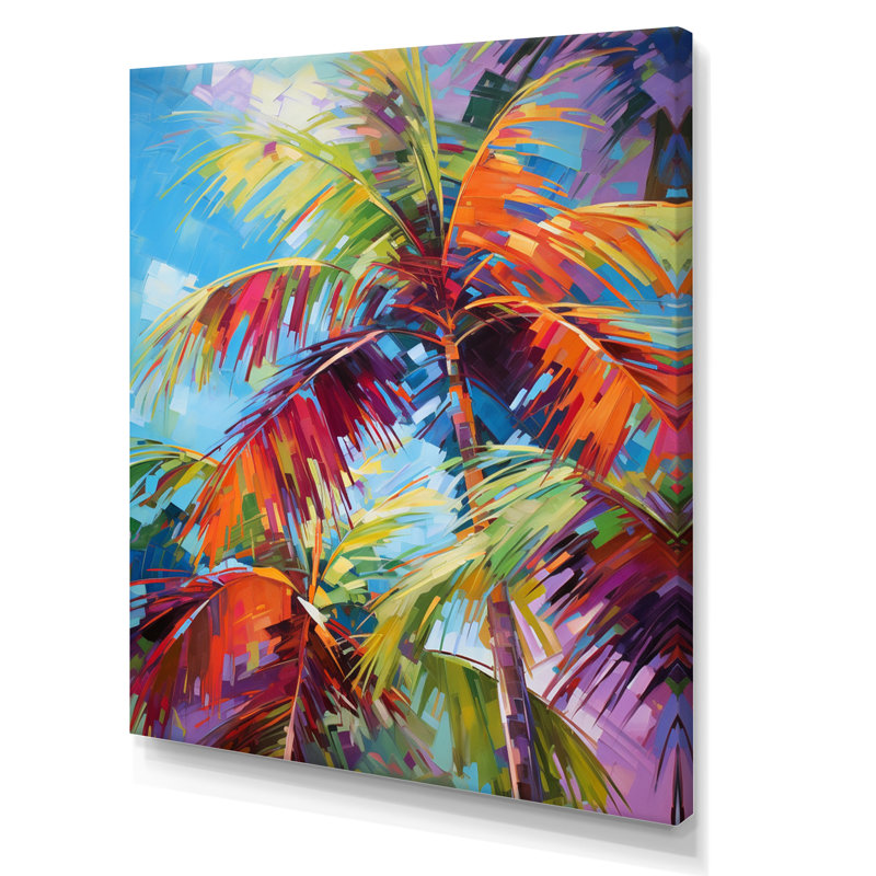 Millart Popart Palm Trees II - Palmiers et palmiers, reproduction d'art encadrée, H 32 po x l 24 po, Toile tendue, No Frame