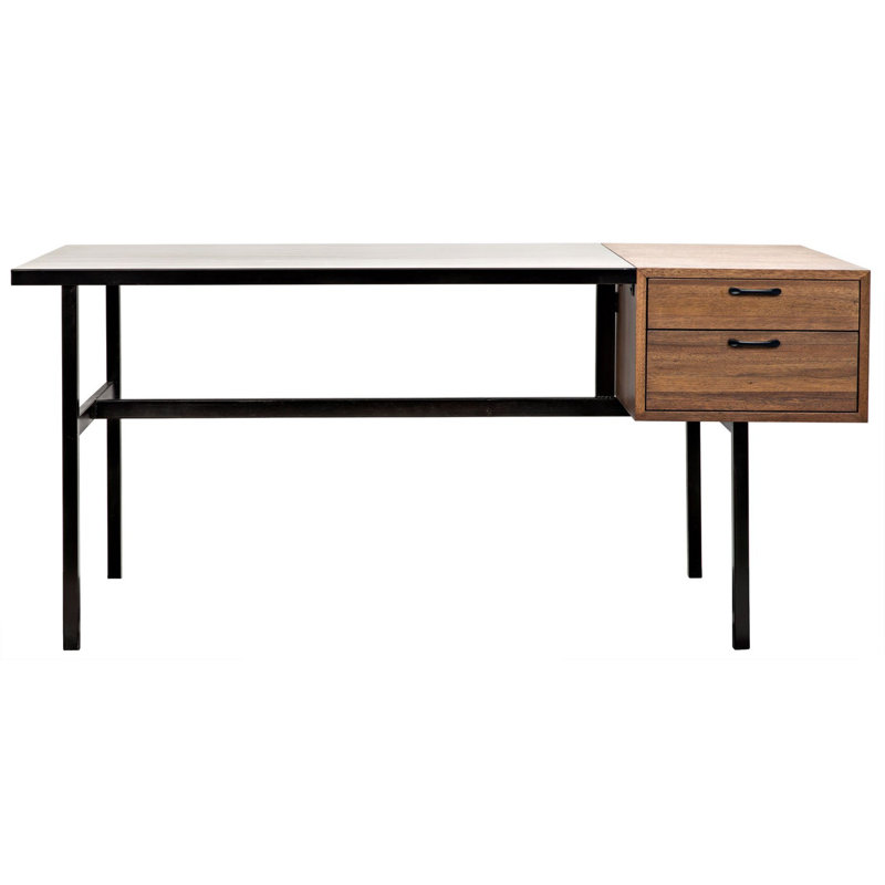 Noir Algeron 28" Black Walnut Writing Desk with Drawers