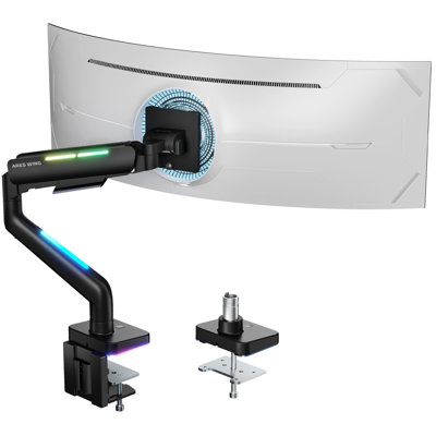 ARES WING Single Monitor Arm Desk Mount Heavy Duty RGB Light
