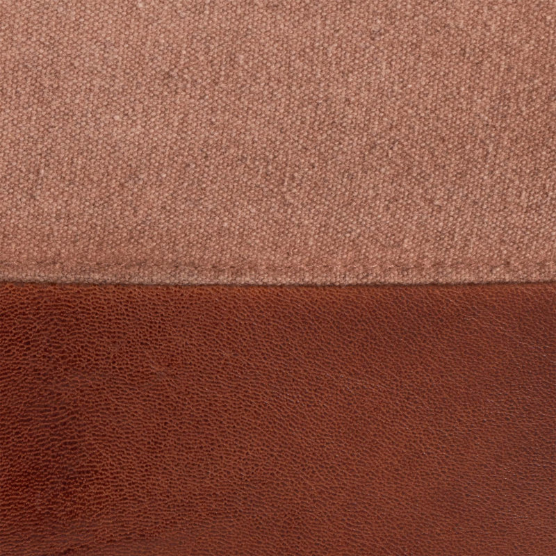 Élégant repose-pieds carré en cuir espresso et en toile brun clair pour siège et repose-pieds de style industriel, Tan