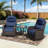 Adcox 2-Person Outdoor Patio Conversation Rattan Sets  With Side Table,Neck & Lumbar Pillows 2 Swivel Chairs and Blue Cushions-1650556317