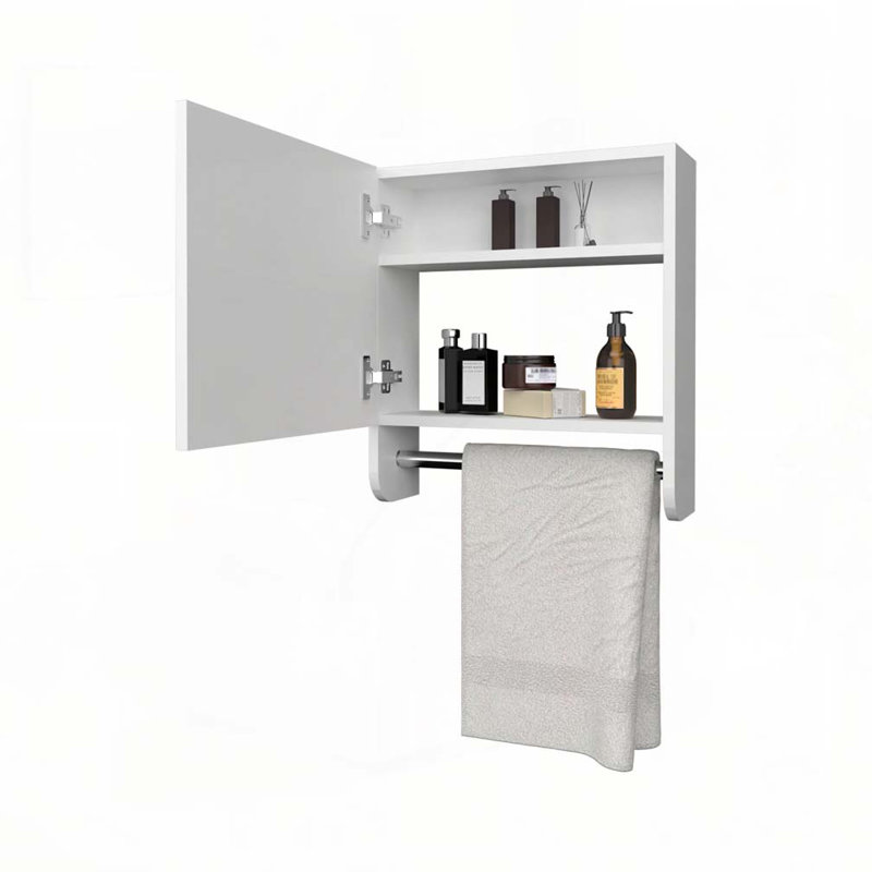 Pharmacie avec porte-serviettes et miroir inclus, Blanc