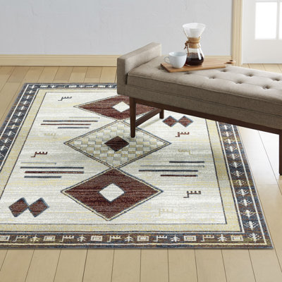 Stef Southwestern Machine Washable Beige/Brown Area Rug