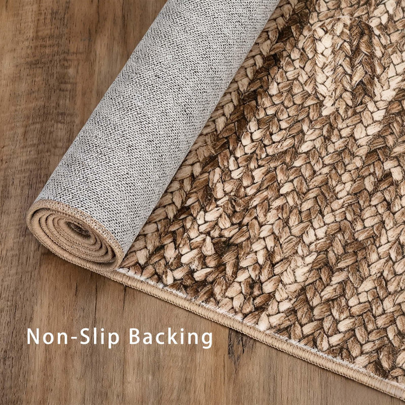 Modern Neutral Washable Rug for Bedroom Entryway Living Room, Brown, Runner 2' x 6'