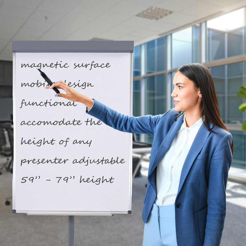 Adjustable Height Magnetic Mobile Whiteboard and Flipchart Easel