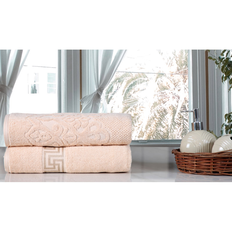 Skidmore Cotton Plush Jacquard Bath Towel, Peach