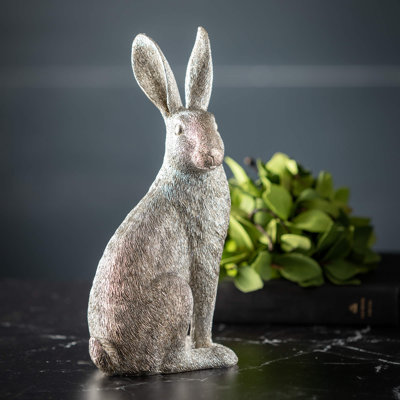 Figurine 10,25 "en grès gris, résine