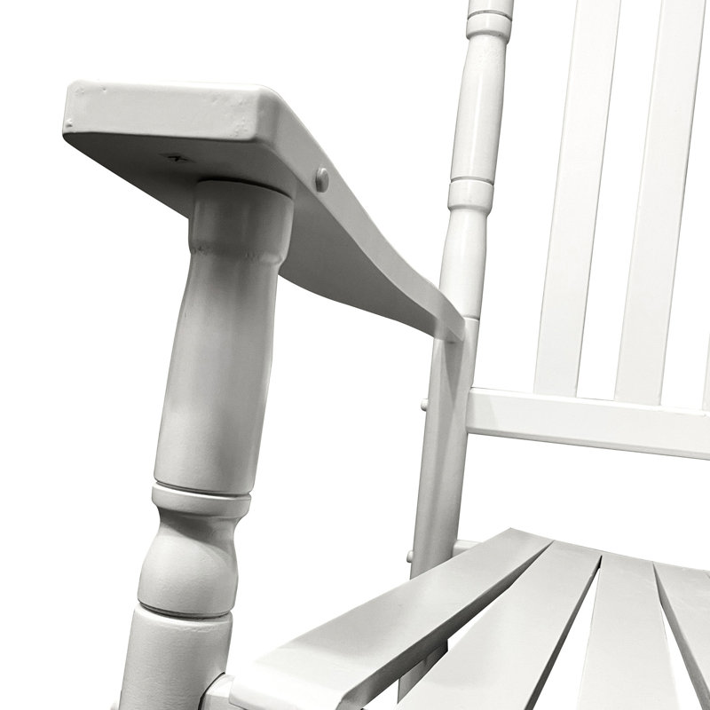 Balcony Porch Adult Rocking Chair - Solid Hardwood, Spacious Wide Seat & Armrest, Slatted Back Rest, Easy To Assemble, 280lbs Capacity In Generous And Secure Assembly Required, Load Limit