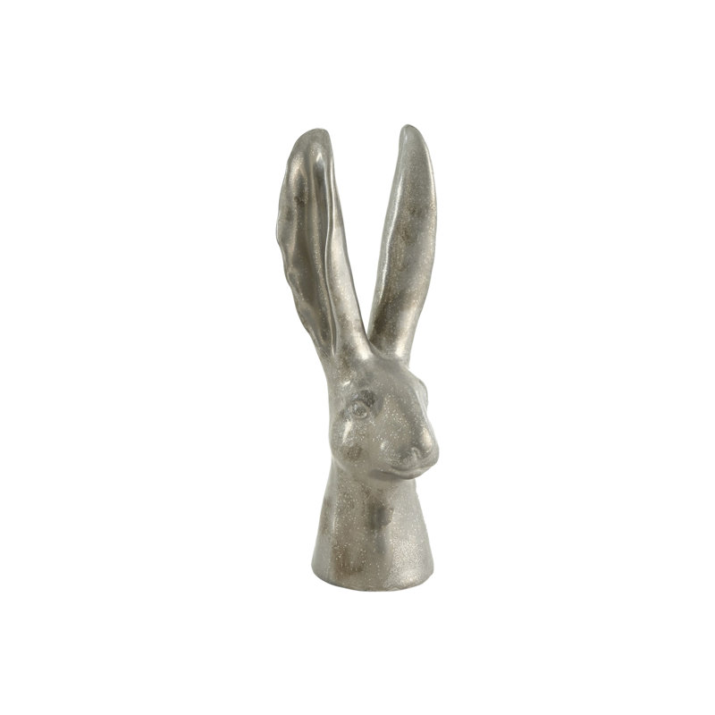 Rabbit Figurine, 12.5" H x 5" W x 4.5" D, Matte Silver