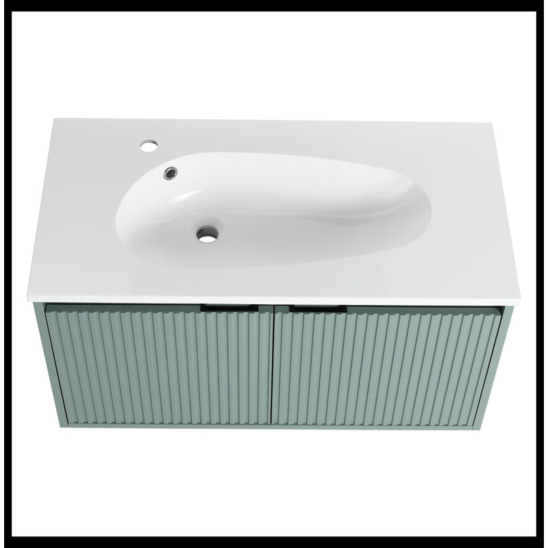 Ensemble de meuble-lavabo simple 35,80 po avec plateau en résine Evlynn