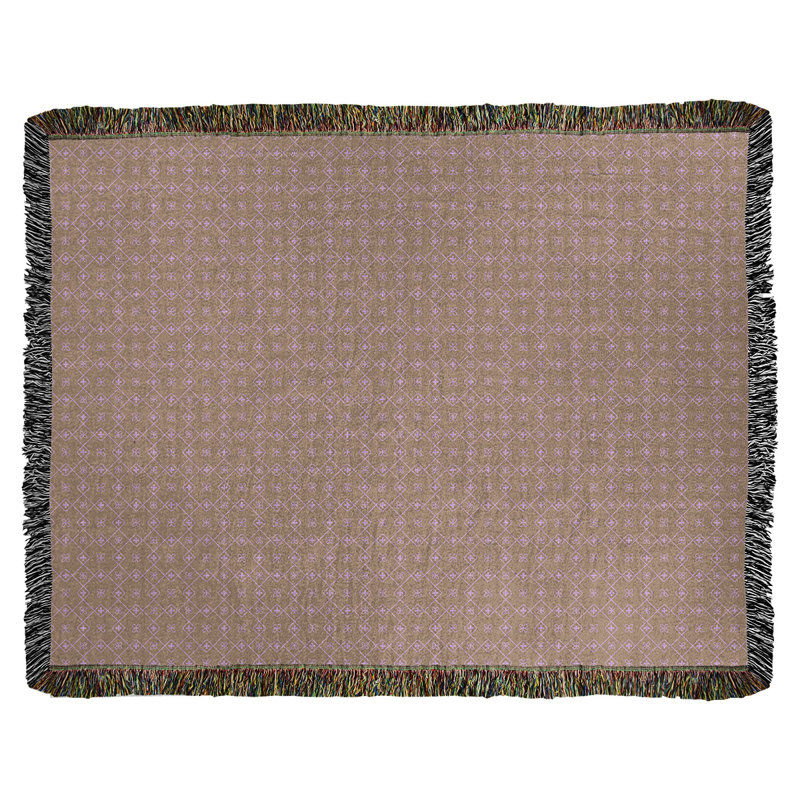 Couverture en coton tissé Katelyn Elizabeth, l 50 po x L 60 po, Brun / mauve