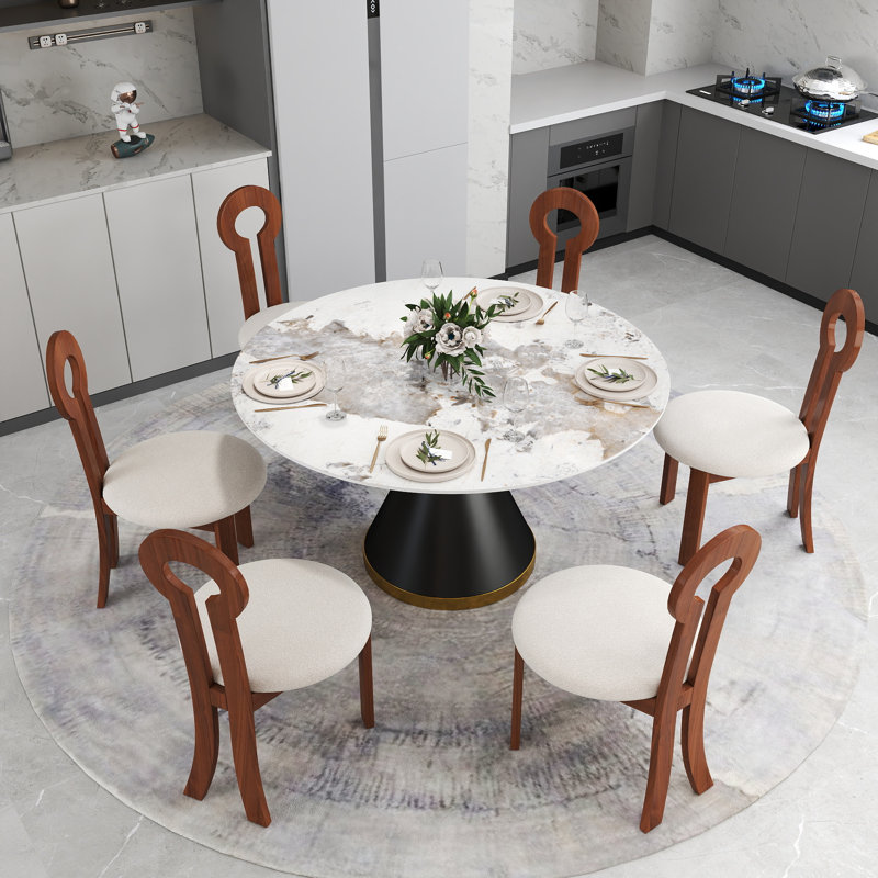 Ensemble de table de salle à manger 6 pièces avec chaises modernes en forme de clé et ensemble de salle à manger 7 pièces