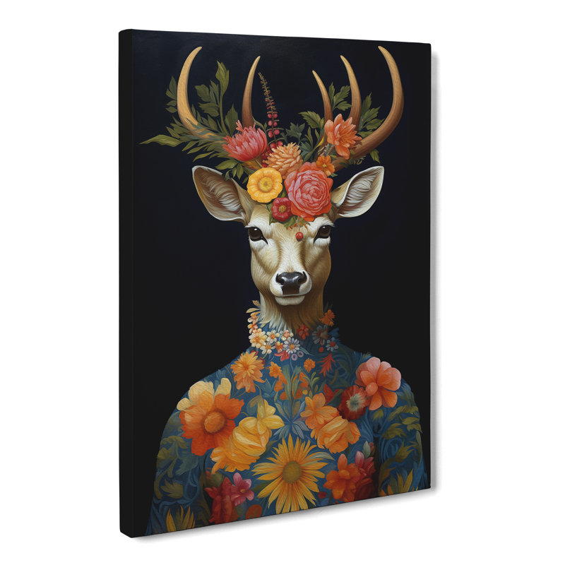 Deer Baroque Art - Wrapped Canvas, 76cm H x 50cm W x 3cm D