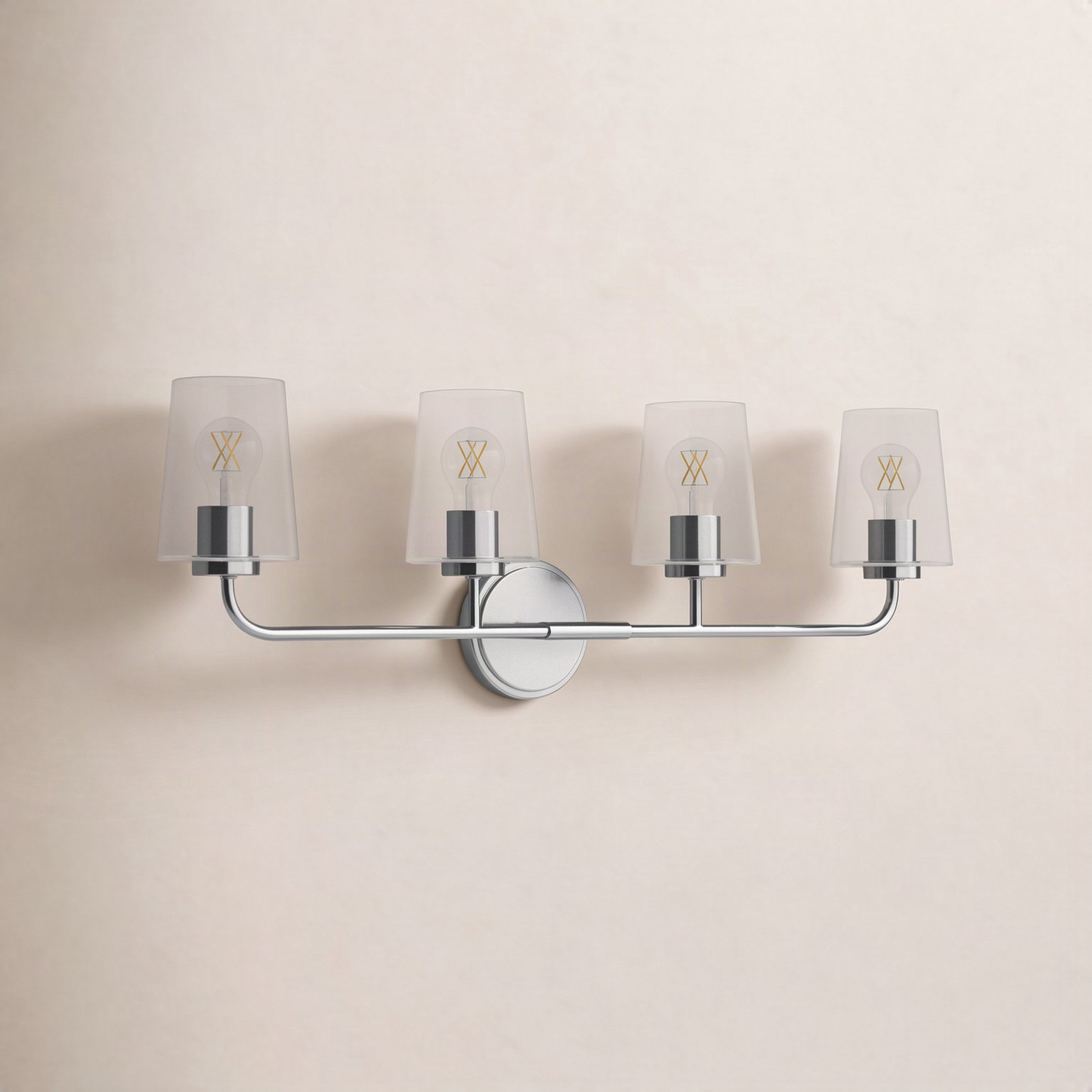 Verbena 4 Light Transparent Dimmable Vanity Light, Chrome