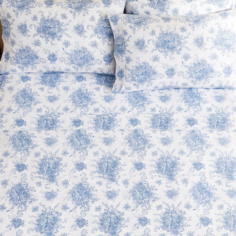 Bloomsdale Flannel Sheet Set, Blue, Twin Sheet Set with 1 Pillowcase
