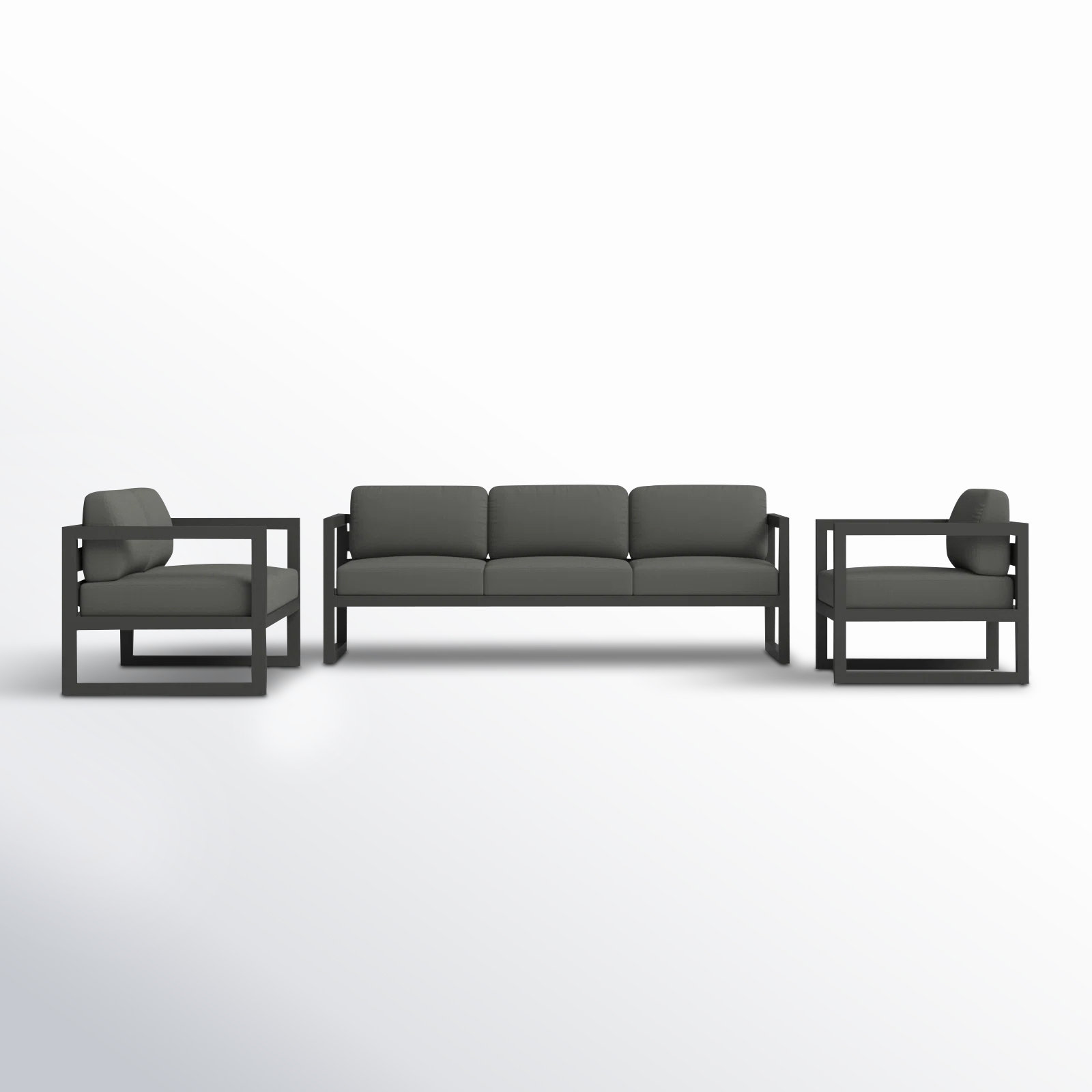 Smith 3 Piece Sofa Seating Group with Sunbrella® Cushions, Canvas Charcoal, Slate