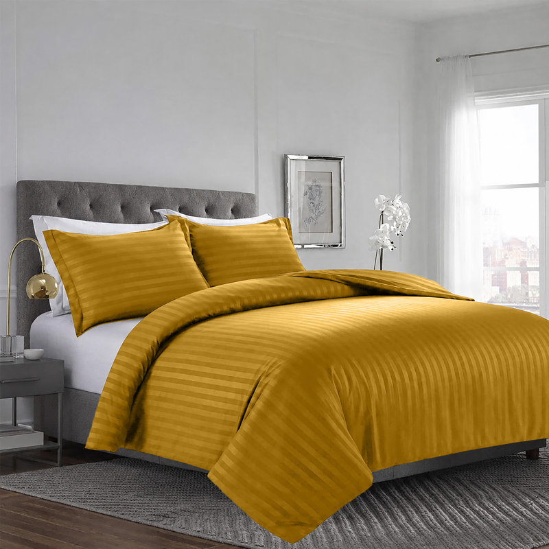 Imperial Homeware London Microfiber Striped Duvet Cover Set with Pillowcases Included, Kingsize Duvet Cover + 2 Pillowcases
