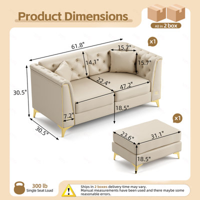 61.83 " Faux Leather Sofa