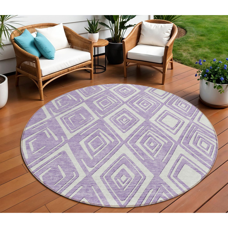 Tapis rond lavable et ivoire 8 po