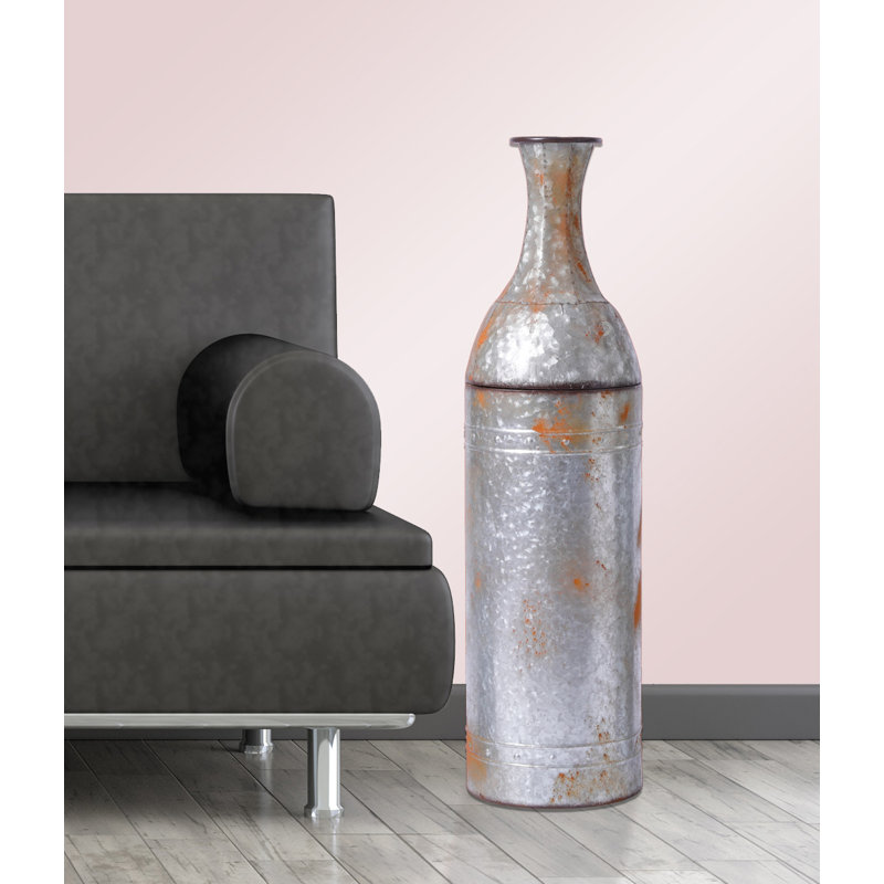 Vase de plancher décoratif en métal galvanisé campagne Hytop, H 25,25 po x L 7,5 po x P 7,5 po
