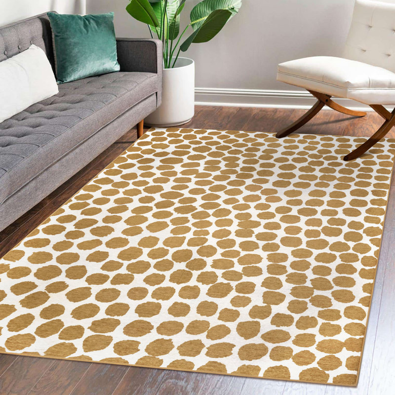 Flock Camel Washable Rug, Rectangle 5' x 7'