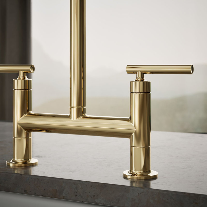 Purist® Two-Hole Deck-Mount Bridge Kitchen Sink Faucet, Vibrant French Gold