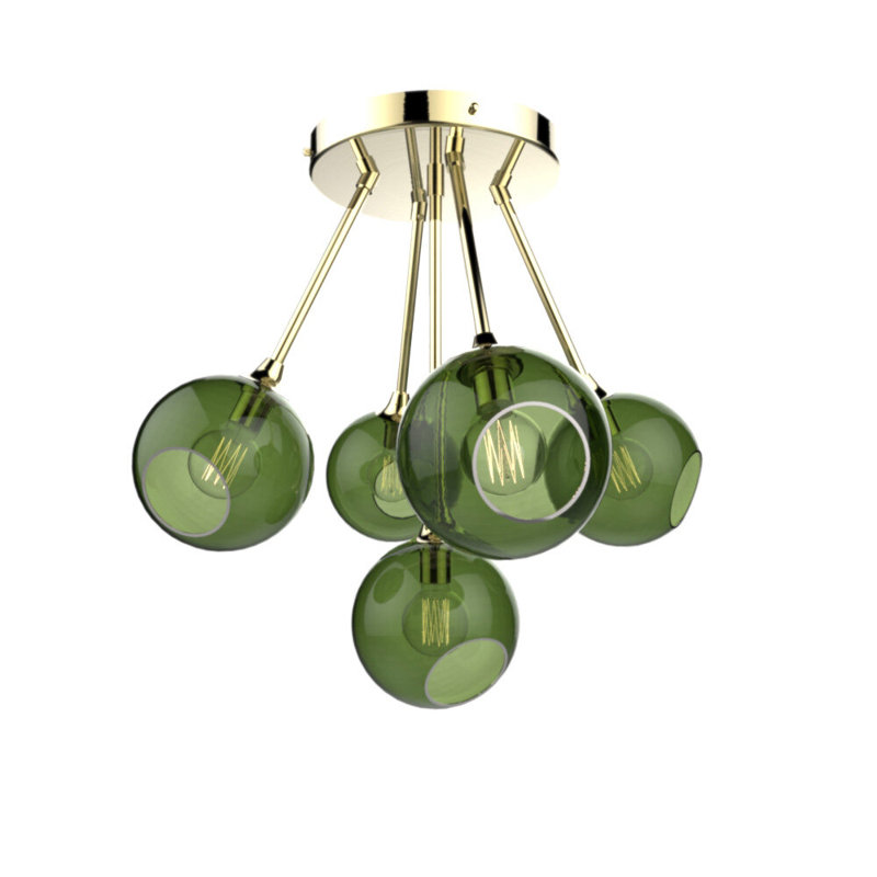 Ballroom Molecule 5 - Light Chandelier, Gold, Army Green