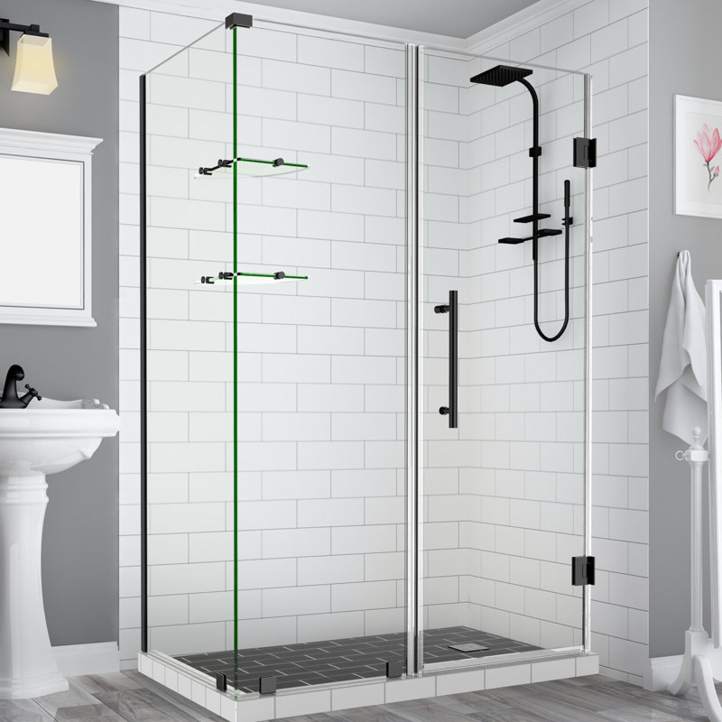 Bromley GS Frameless 67.25" x 72" Rectangle Hinged Shower Enclosure with Glass Shelves