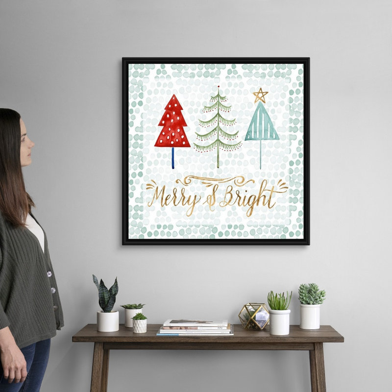 Reproduction d’art textuel sur toile, "Christmas Tree whimsy III" par Grace Popp, 32" H x 32" W x 1.75" D, Cadre noir