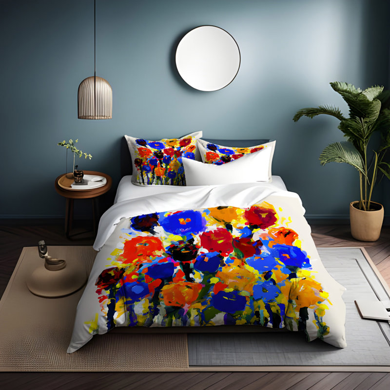 Ensemble de housse de couette , Housse de couette simple + 1 taie décorative pour