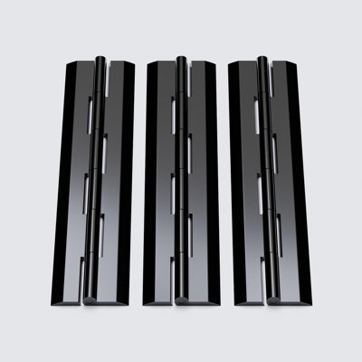 3x Black Acrylic Piano Hinges 200 mm, Continuous Plastic Hinges