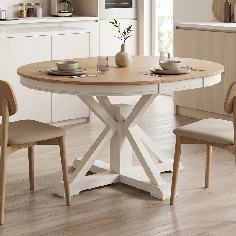 Babacer 54.01 L x 42.01 W Dining Table with Removable Leaf and Wooden Base For Kitchen and Dining Room, Dining Area