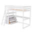 Lit mezzanine simple avec bureau et tablettes - blanc, bureau fonctionnel à structure blanche et compartiment de tiroir-1587929991-1587929990