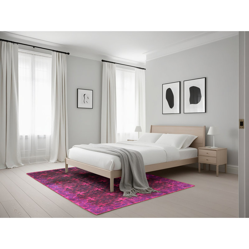 Tapis oriental noir / mauve, Rectangle 5 pi x 7 pi