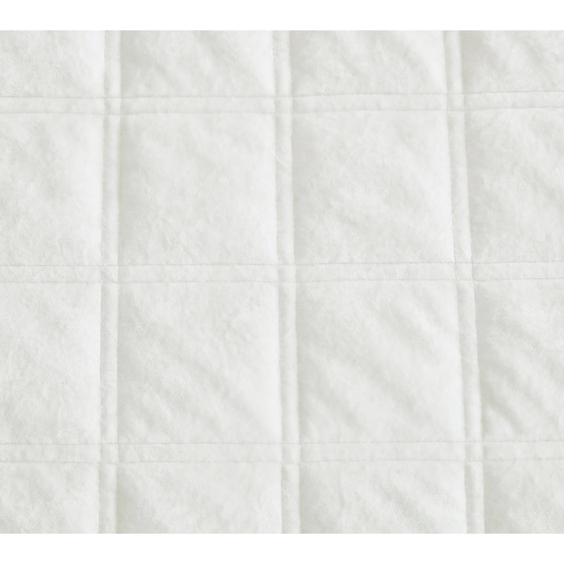 Velvet Quilt, King Quilt + 2 King Shams, Cream White