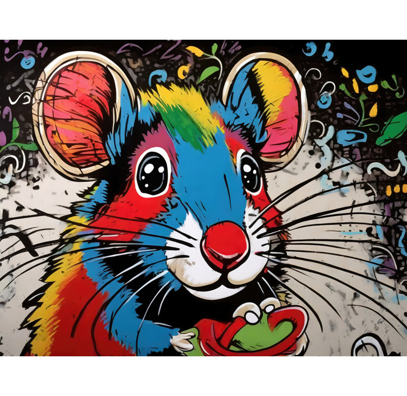 «Mouse Graffitianimals» sur toile, H 15 po x l 18 po