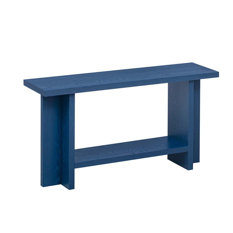60''Console Table With Ash Veneer, Navy Blue