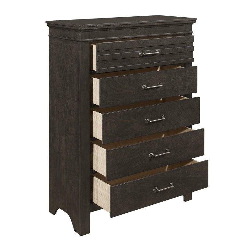 Commode 5 tiroirs Brendis, Gris anthracite