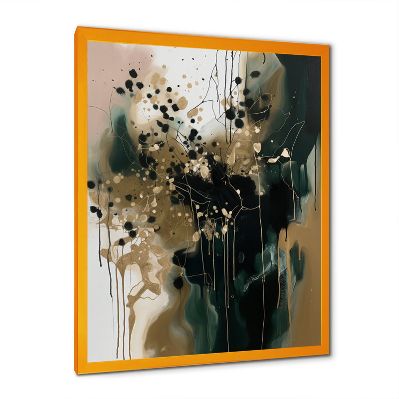 Art mural abstrait sur toile, impression abstraite moderne noire - réalités abstraites noires, L 12 po x H 20 po, Cadre doré