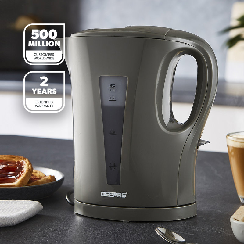 GEEPAS 1.7L Electric Kettle & 4 Slice Bread Toaster Kitchen Combo Set | 2200W Cordless Jug Kettle Auto Shut-Off | 1400W Toastie Machine 6 Browning Level Removable Crumb Tray | 2 Year Warranty