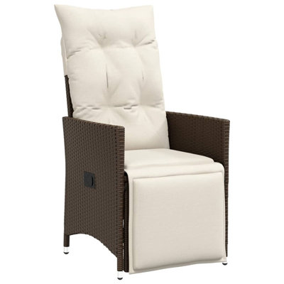 Ensemble bistro de patio avec coussins en rotin de polyester brun