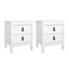 Ensemble de 2 tables de chevet 2 tiroirs l 17,24 po Madrid, blanc-132209492